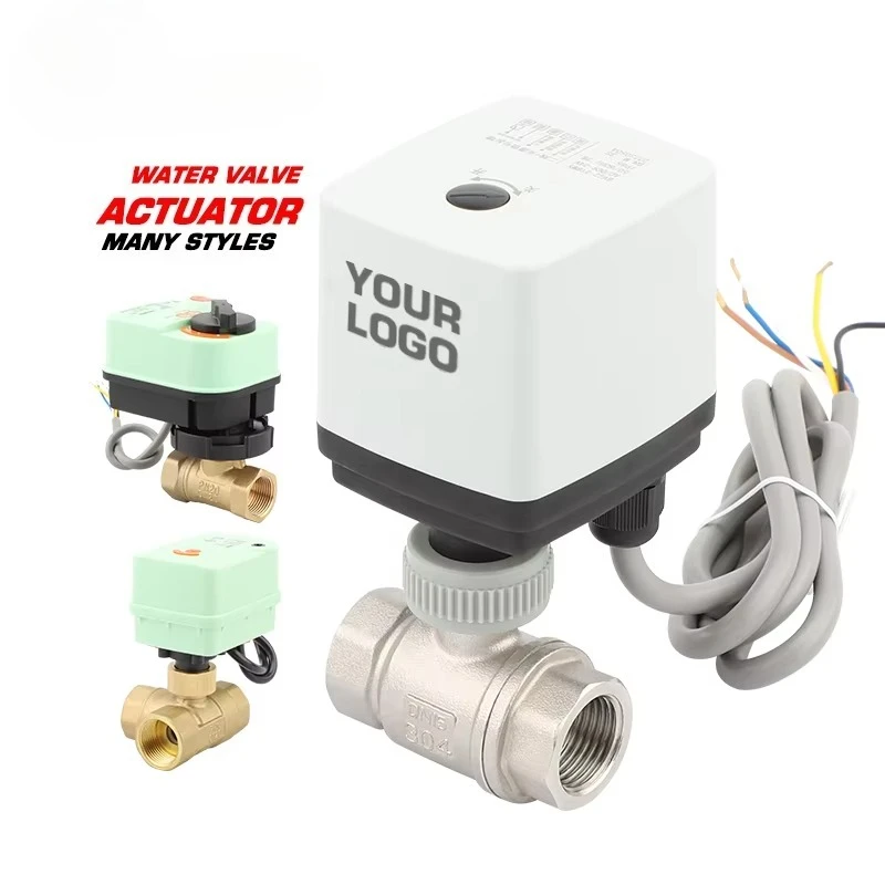 DC24V Electric Switch Actuator DN15 Double-way Ball Valve Stainless Steel Normal Water Temperature Household Kitchen OEM