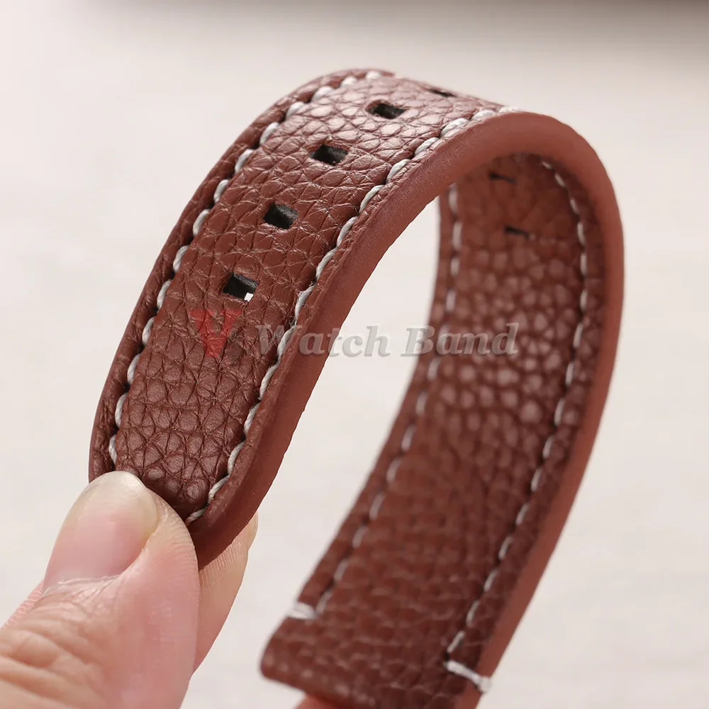 18mm 20mm 22mm 24mm Echtes Kalbsleder Uhrenarmbänder Universelles Braunes Armband für Herren und Damen Ersatz-Uhrenarmbänder mit Metallschnalle – Detail 9