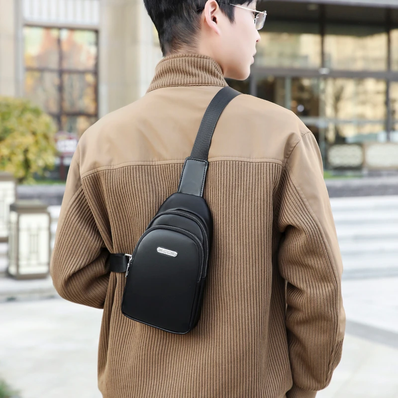 Casual Multifunction Men's Chest Bag Large Capacity Waterproof Shoulder Bag Portable Minimalist Business Commuting Bag for Men