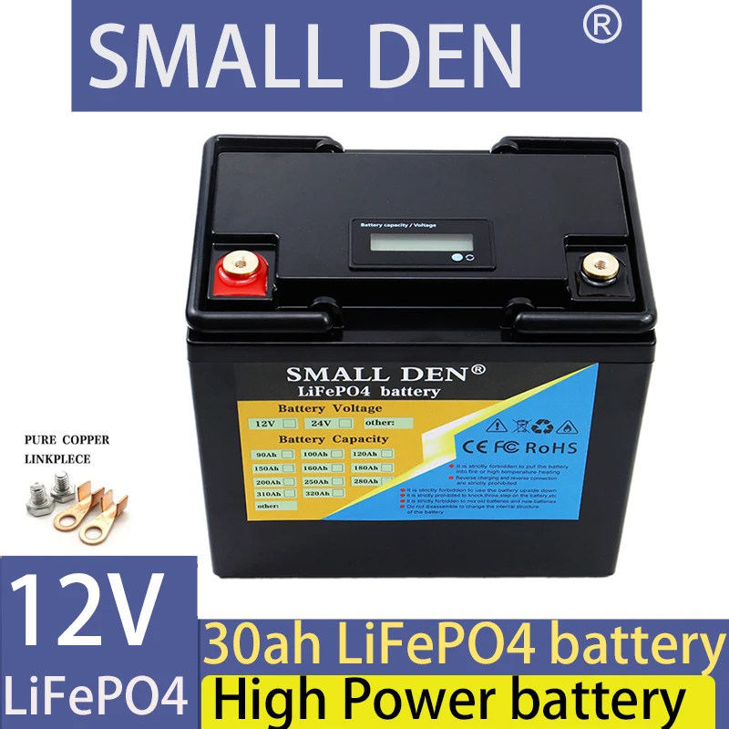 

12V 30Ah Deep Cycle LiFePO4 Rechargeable Battery Pack 12.8V 30Ah Life Cycles 4000 with Built-in BMS Protection Tax Free