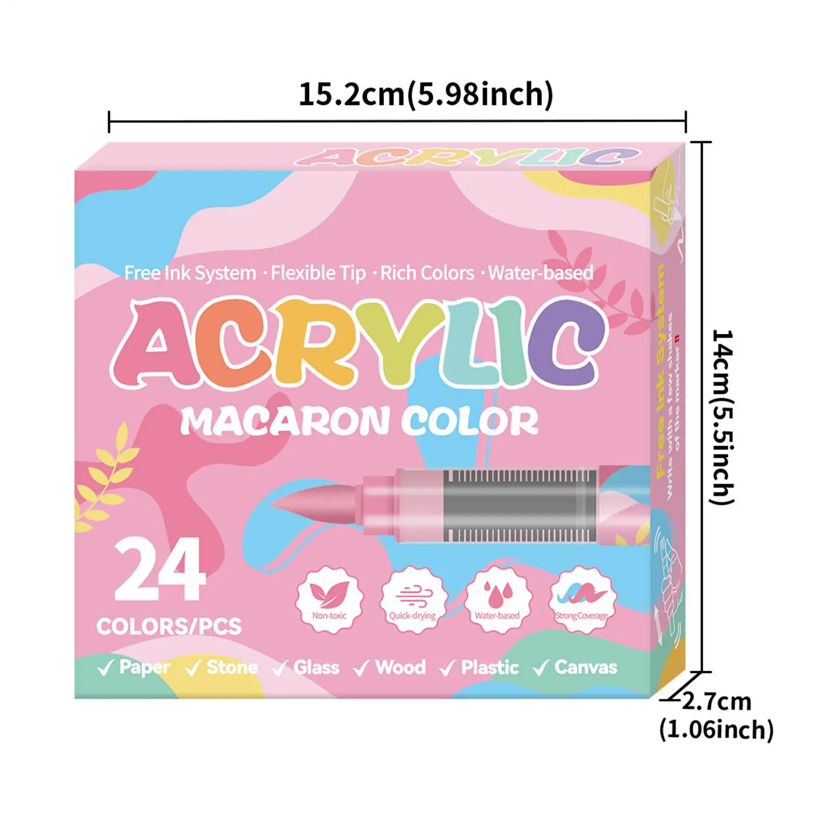 아크릴 페인트 펜 24 색 그림용 아크릴 펜 신발 목공용 수성 소프트 팁 퇴색 방지 낙서 브러시