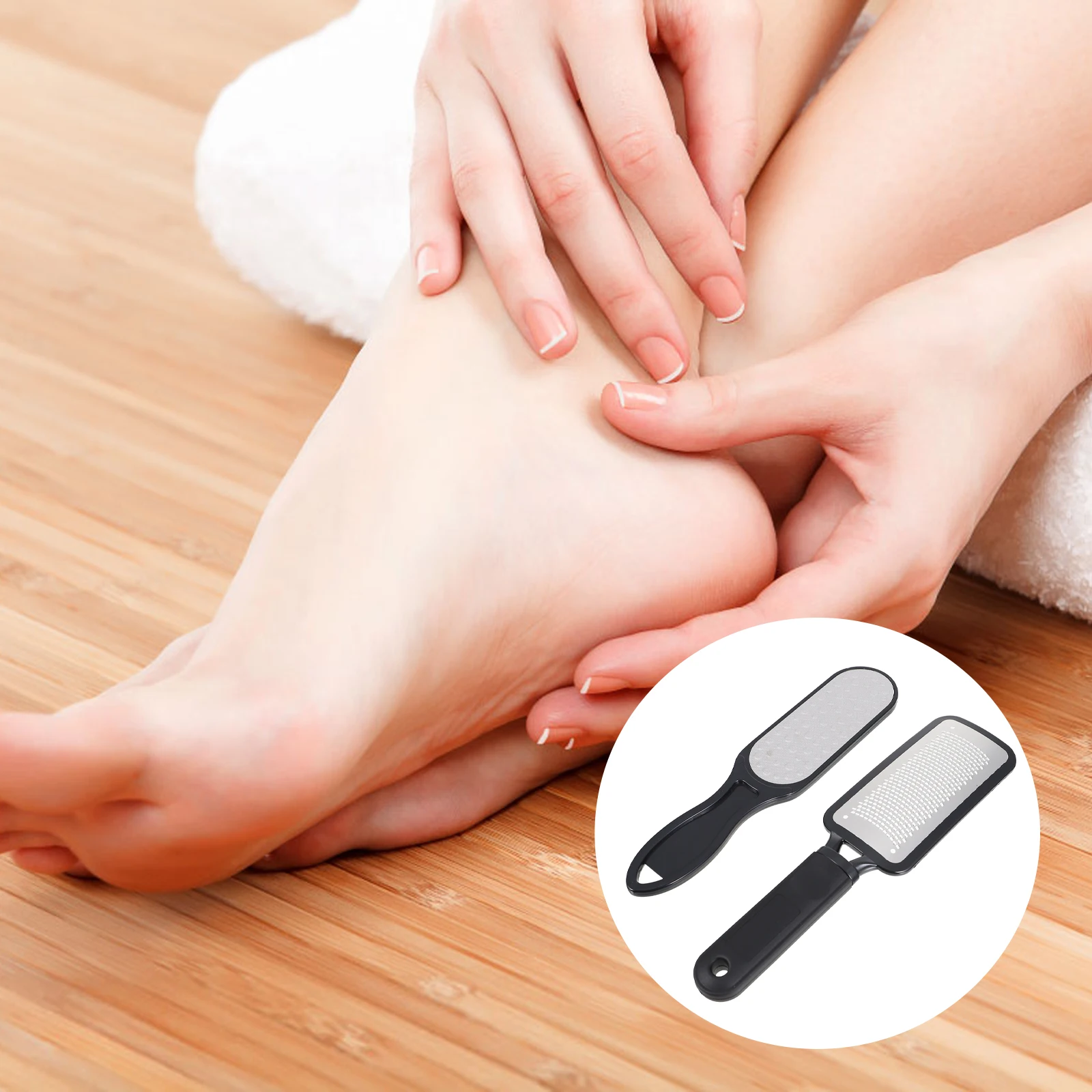 

2pcs Foot File Set Stainless Steel Pedicure Tools Lightweight Hard Skin Remover Callus Scrubber Nail File Tool Foot Care