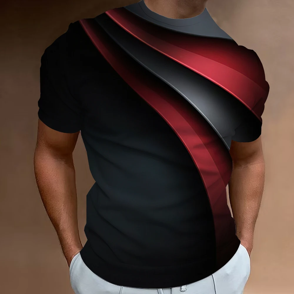 3d Line Printed Men'S T-Shirts Fashion T-Shirts For Men Street Designer Short Sleeved Oversized Top Tees Daily Casual Sportswear image 2
