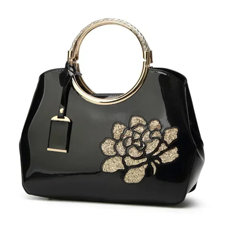 New Fashion European and American Lacquer Leather Handheld Women\'s Bag BrightShell BagShoulder Oblique Straddle Bag  Bag