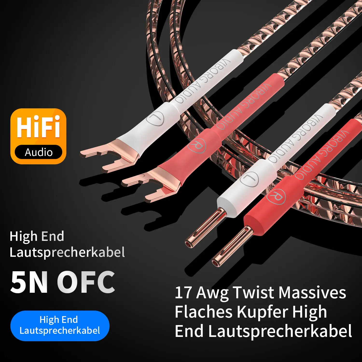 Пара вибрачных VS903 плоский акустический кабель HIFI с разъемом типа «банан» из чистой меди, аудиофильский громкоговоритель для усилителя домашнего кинотеатра