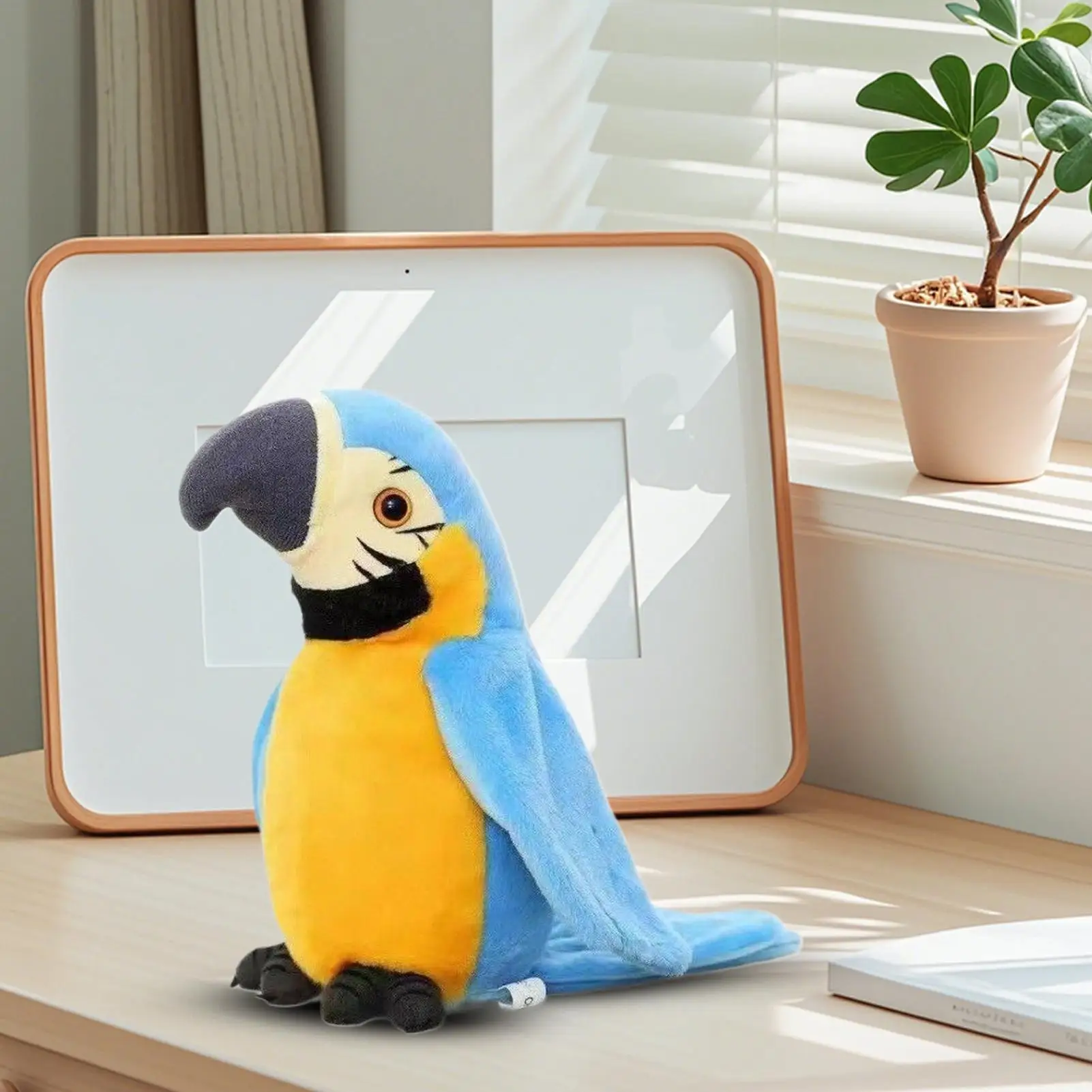 Giocattoli per uccelli per bambini Giocattolo per gatti con uccelli che staccano con ali batte e musica Animale di peluche realistico elettronico per feste di animali domestici per bambini