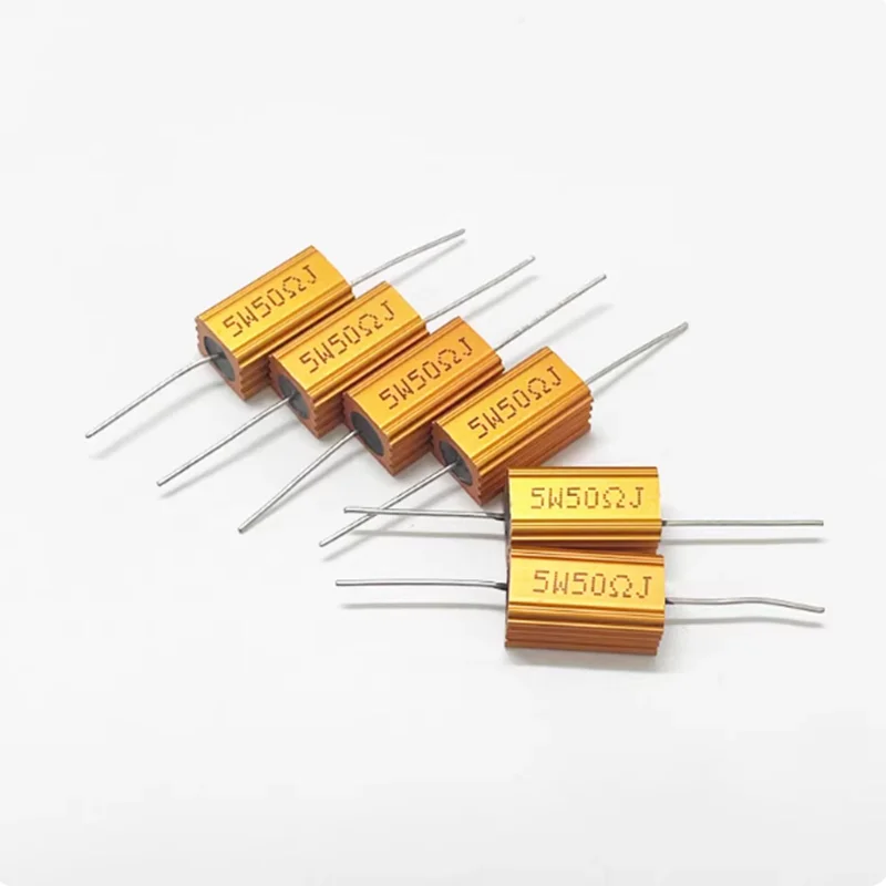 5PCS RX24-5W Golden Aluminum Case Resistor 0.1R 0.2R 0.5R 1R 2R 3R 4R 5R 6R 10R 20R 40R 60R 100R 220R 1K 3K 33K100K 120K 500K
