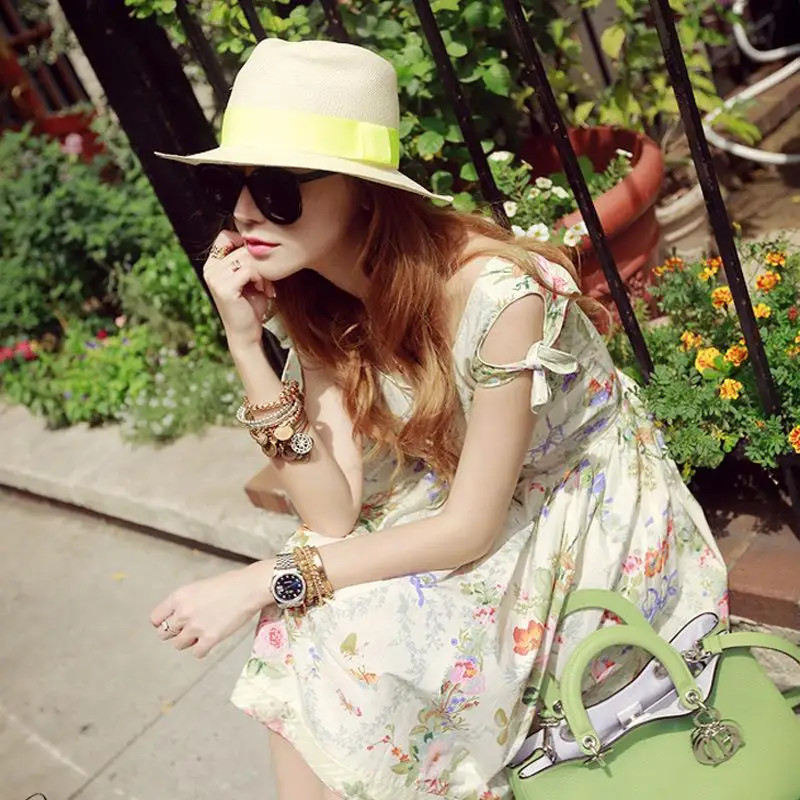 Zowzow2023 Estate Nuovo piccante Little Pepper Fre Sle Slim Fit oulder Bared Gonna a pieghe Ele Vita alta Poliestere Dr