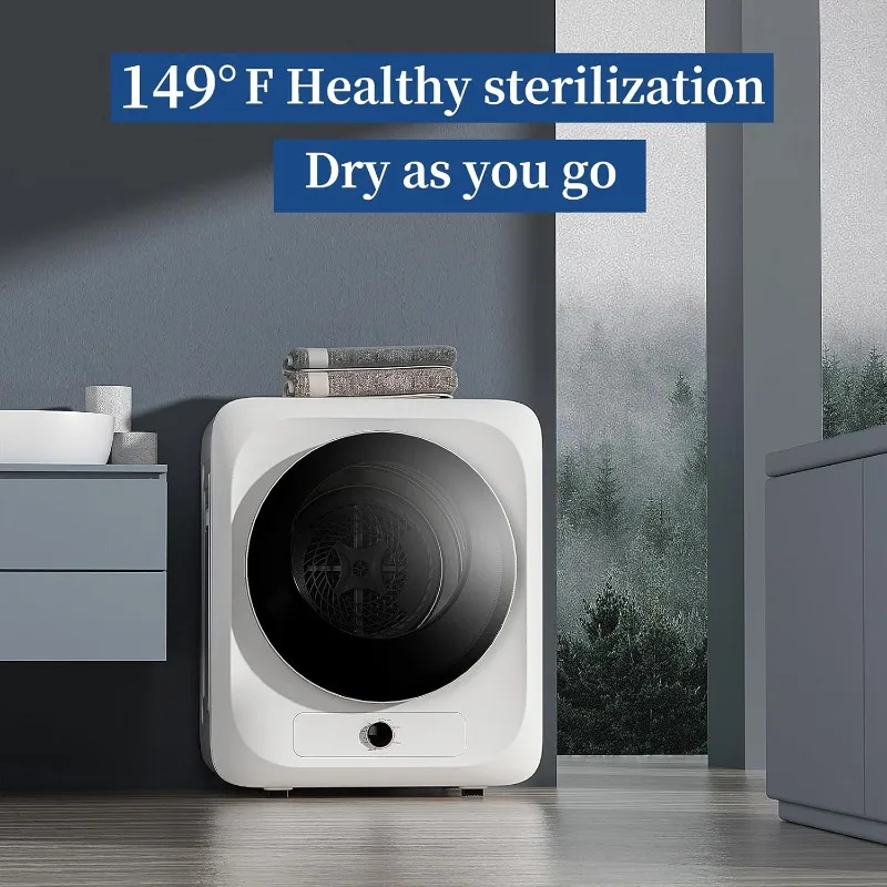 مجفف ملابس محمول من VCJ للشقة، مجفف غسيل كهربائي مدمج بوزن 10 رطل مع حوض من الفولاذ المقاوم للصدأ، 1.5 قدم مكعب