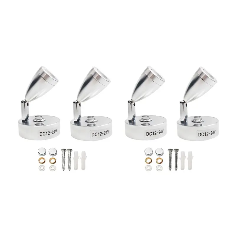

Prominent 4X RV LED Spot Reading Lamps, 12V Interior Spotlight Contact Switch With USB Interface For Caravan, Boat, Motorhome Wa