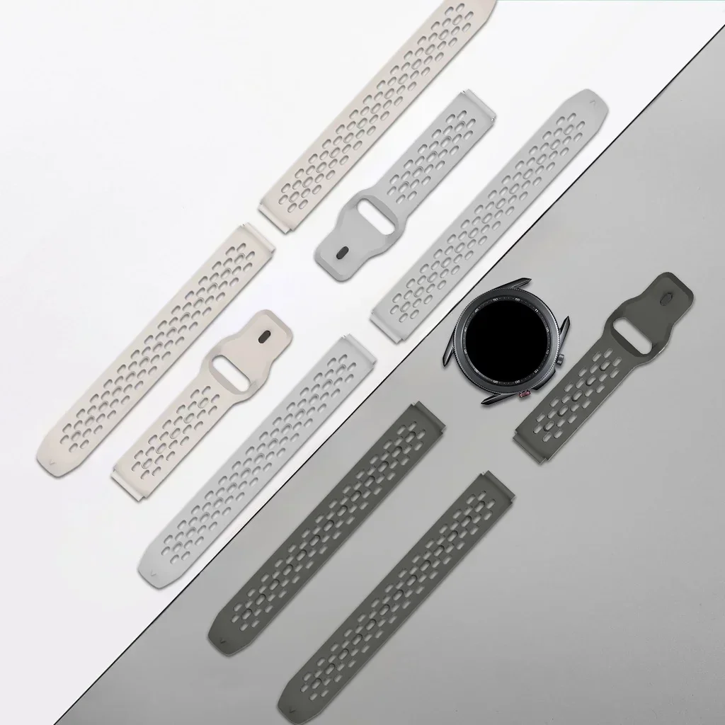 18 مللي متر 20 مللي متر 22 مللي متر حفرة سيليكون الفرقة لساعة سامسونج جالاكسي 6 5 4 لهواوي GT4 3 GT2 برو سوار ل Garmin Vivoactive 4 حزام