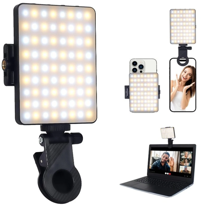 Mobile Phone Fill Light Rechargeable 3 Modes Adjustable Brightness LED Lamp Clip On For Mobile Phone Make Up Computer Fill Light