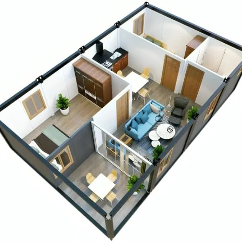 20ft 40ft Container House Prefabricated Ready Made Folding Container House Camping 2 Bedrooms Container Home Price for Spain