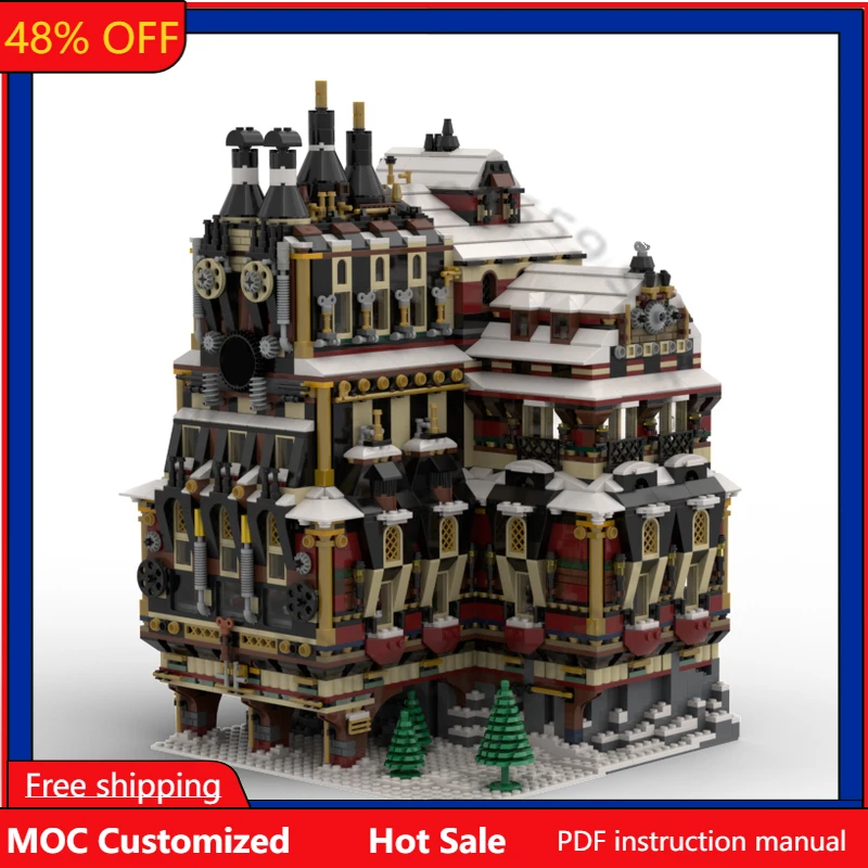 

2919 PCS Construction Snow Peak Sweets Factory And Lounge MOC Customize Modular Building Block Design DIY Boy Toy Birthday Gift