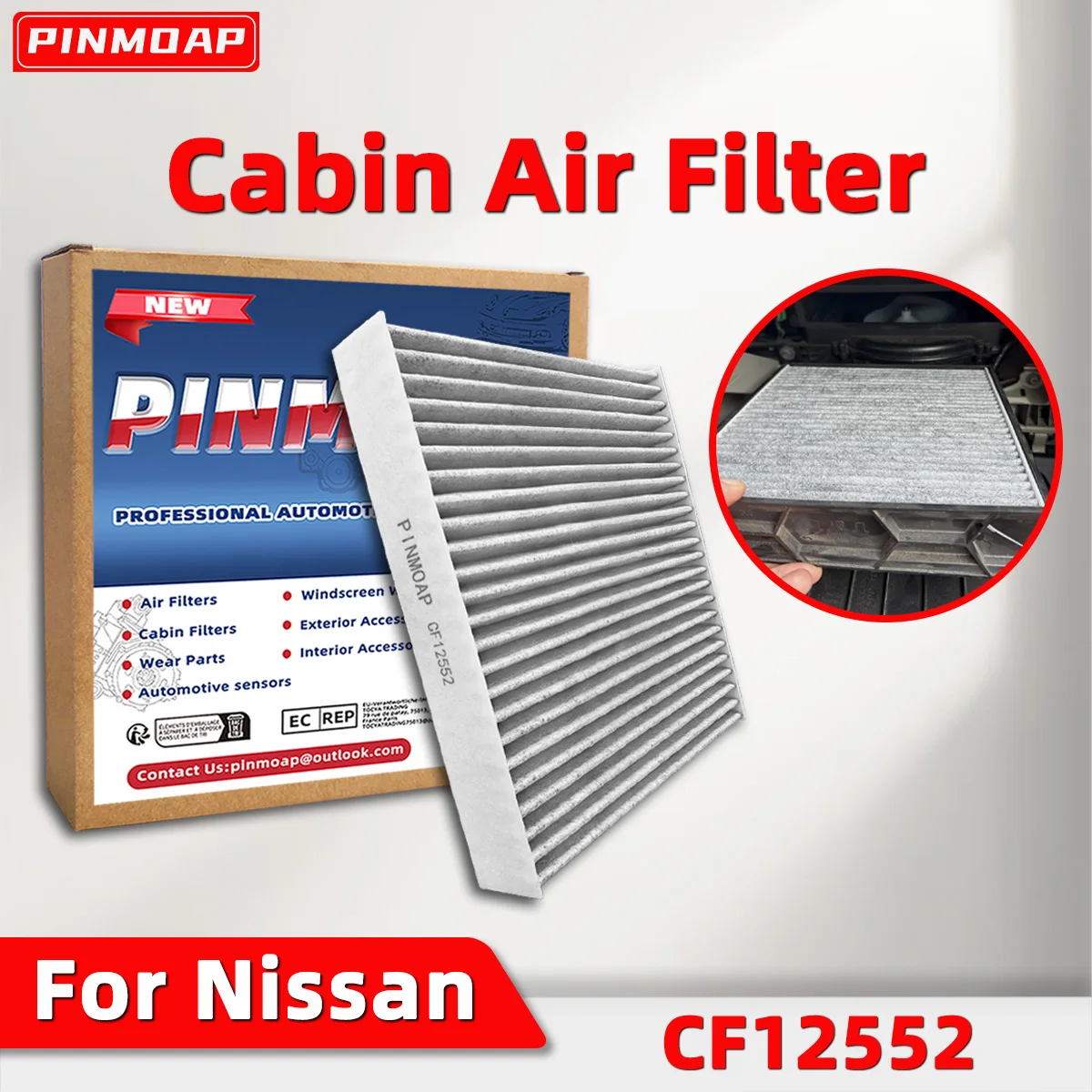 PINMOAP 1/2/5PCS Filter Cartridges Are Suitable For NISSAN KICKS PATHFINDER SENTRA Cabin Air Conditioning Filter 27277-6CA0A