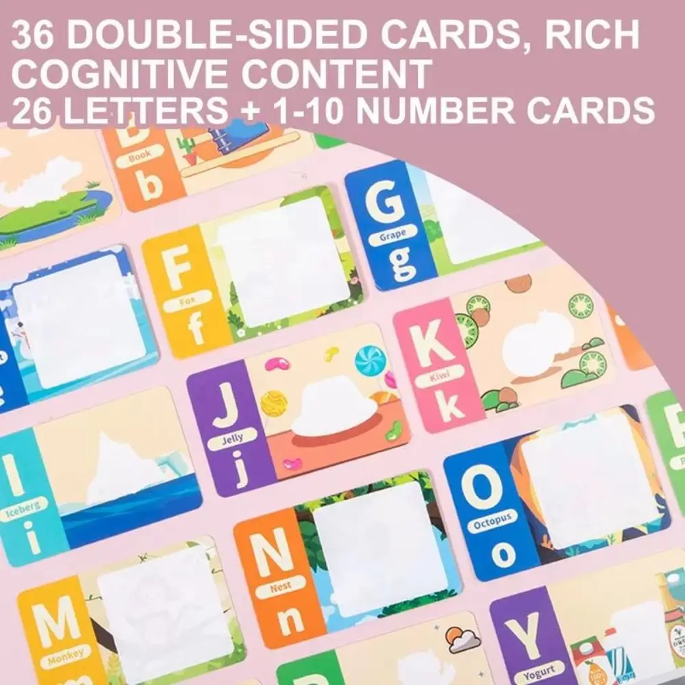 Livro de adesivos infantis de papel com caneta, livro de desenho de água para aprendizagem de inglês, portátil, 26 alfabeto, cartas para colorir de água, brinquedo