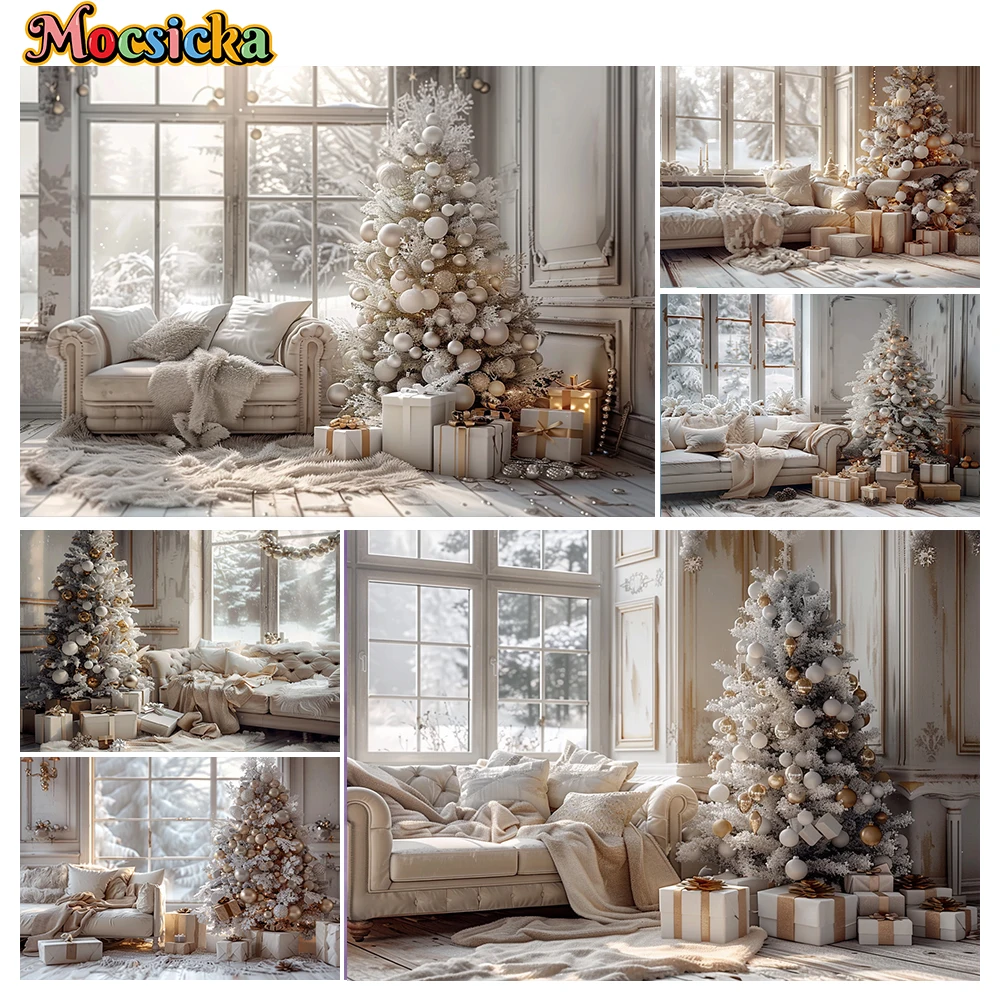 

Mocsicka Winter Christmas Photography Background Xmas Tree Holiday Party Family Children Portrait Photo Backdrops Studio