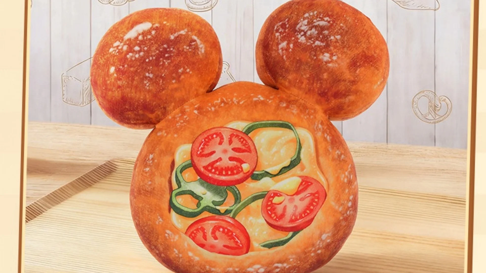 Shanghai Disney 2026 Mickey Baking Series Pizza Cute Soft Plush Toy Pillow Children Christmas Birthday Gift