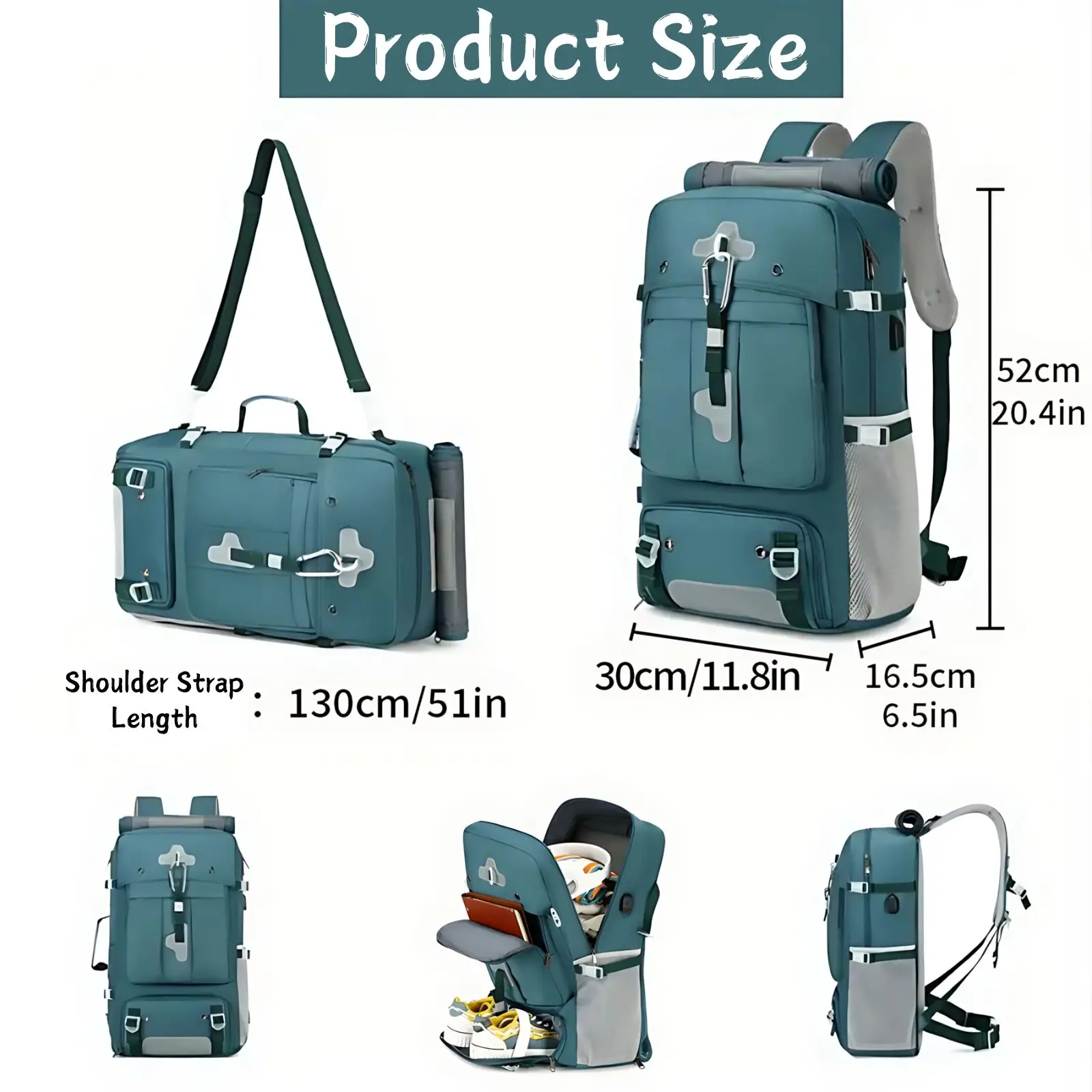 Backpack for Men, Travle Bapckpack with Shoe Compartment, Flight Approved Large 30L, Single Shoulder College Backpack