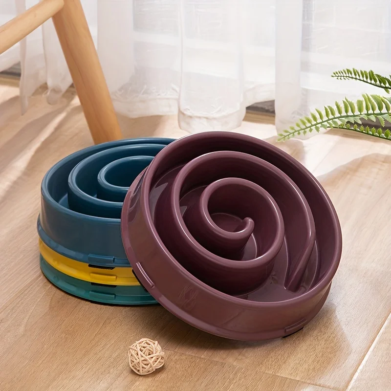 1pc Durable and Non Slip Slow Food Plate for Pet Dogs Plastic Anti Suffocation Pet Bowl Food Bowl Pet Supplies