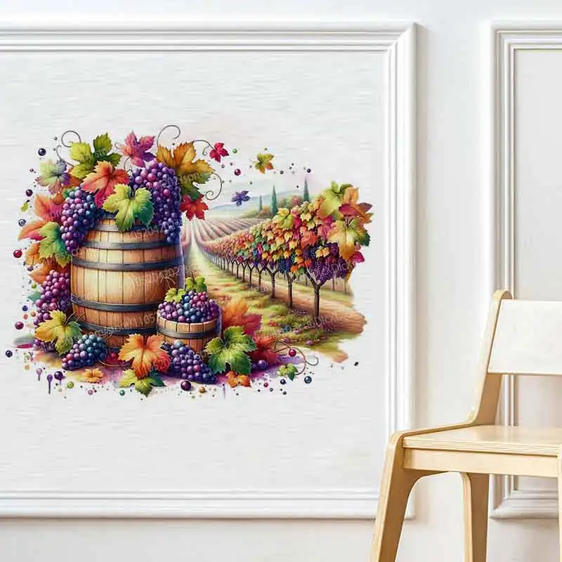 Autumn Vineyard Wall Stickers Comfortable Living Room Sofa Background Decor Children's Room Art Decals Vine Leaf Design AA312