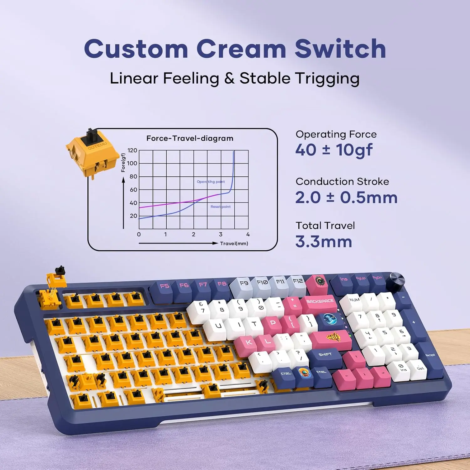 Teclado mecânico sem fio, 98 teclas rgb/2.4ghz/com fio/bluetooth teclado personalizado hi-fi interruptor linear, teclado para jogos de computador