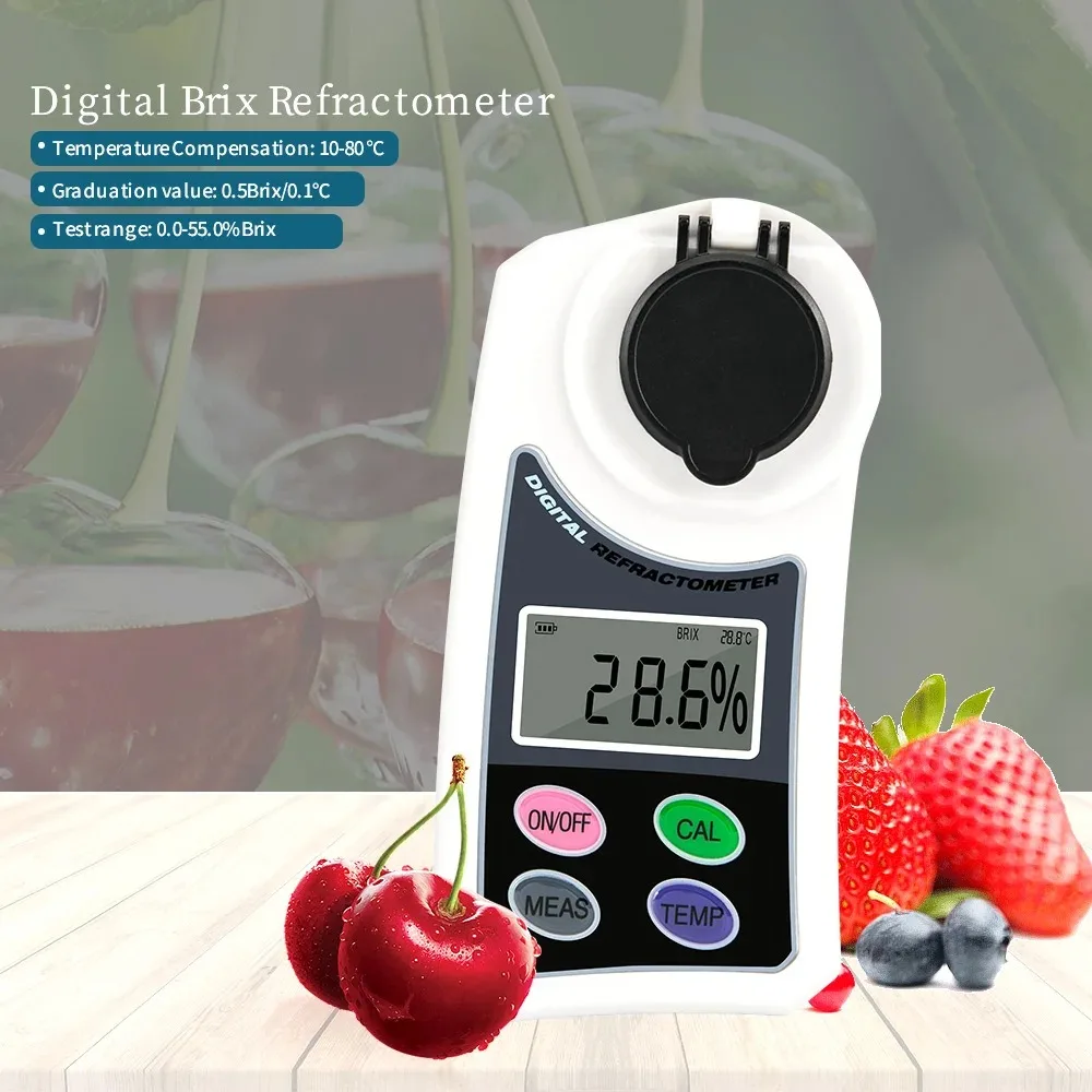 

Handheld 0-55% Digital Brix Honey Auto Refractometer High Precision Optometry Equipment For Sugar Coffee Juice Grapes Fruit