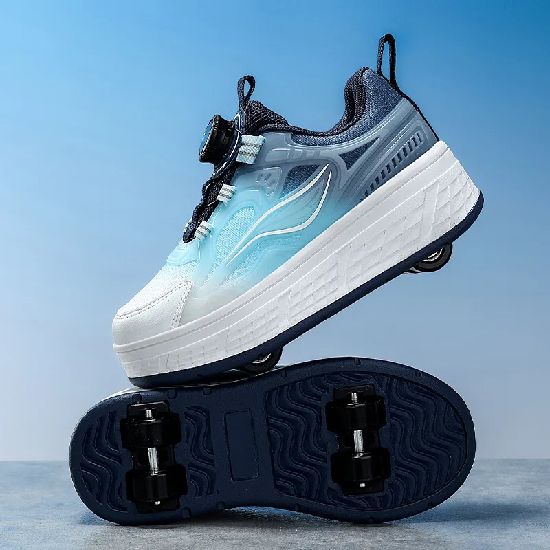 Детская обувь для роликовых коньков, деформируемые колеса для бега и катания на коньках для мальчиков и девочек, 4-колесная обувь для роликовых коньков, детские кроссовки