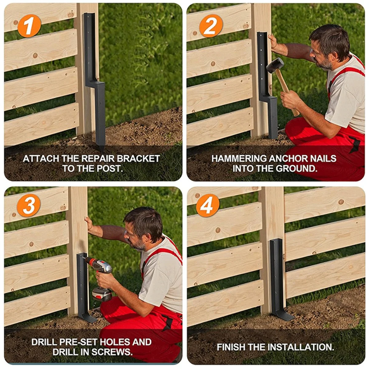 

Новый сверхмощный стальной комплект для ремонта столба ограждения, колья для ограждения, якорный штемпель для ремонта деревянного столба ограждения, комплект из 2 шт.