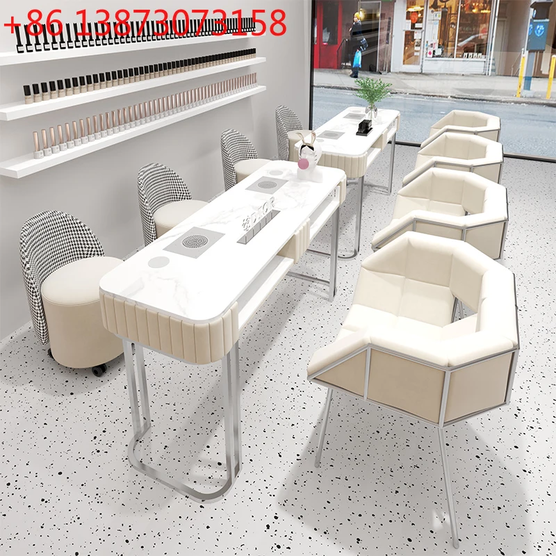 Light luxury manicure table and chair set, rock slab manicure workbench, single and double three-person special e****mical
