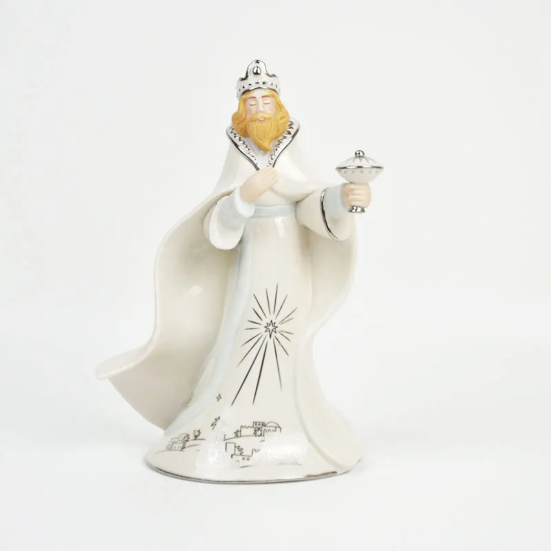 

" Authentic Issue In The Silver Blessings Nativity" Ceramic Cratfs King Caspar Figurine for Home Decoration Christmas Gift