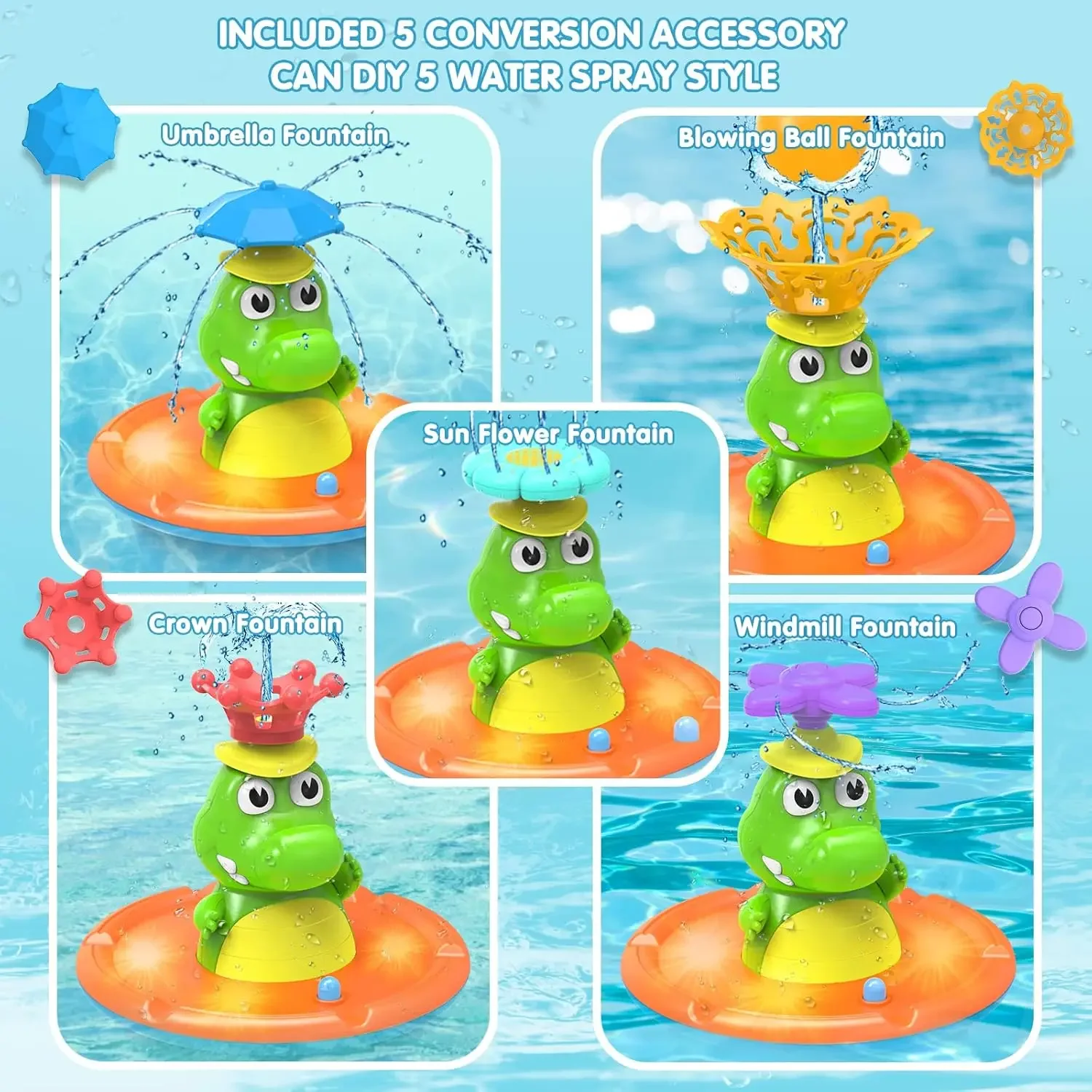 Glowing Crocodile Bath Toy for Toddlers, Multiple Spray Modes  Water Splash Fun Baby Shower Gift for Kids