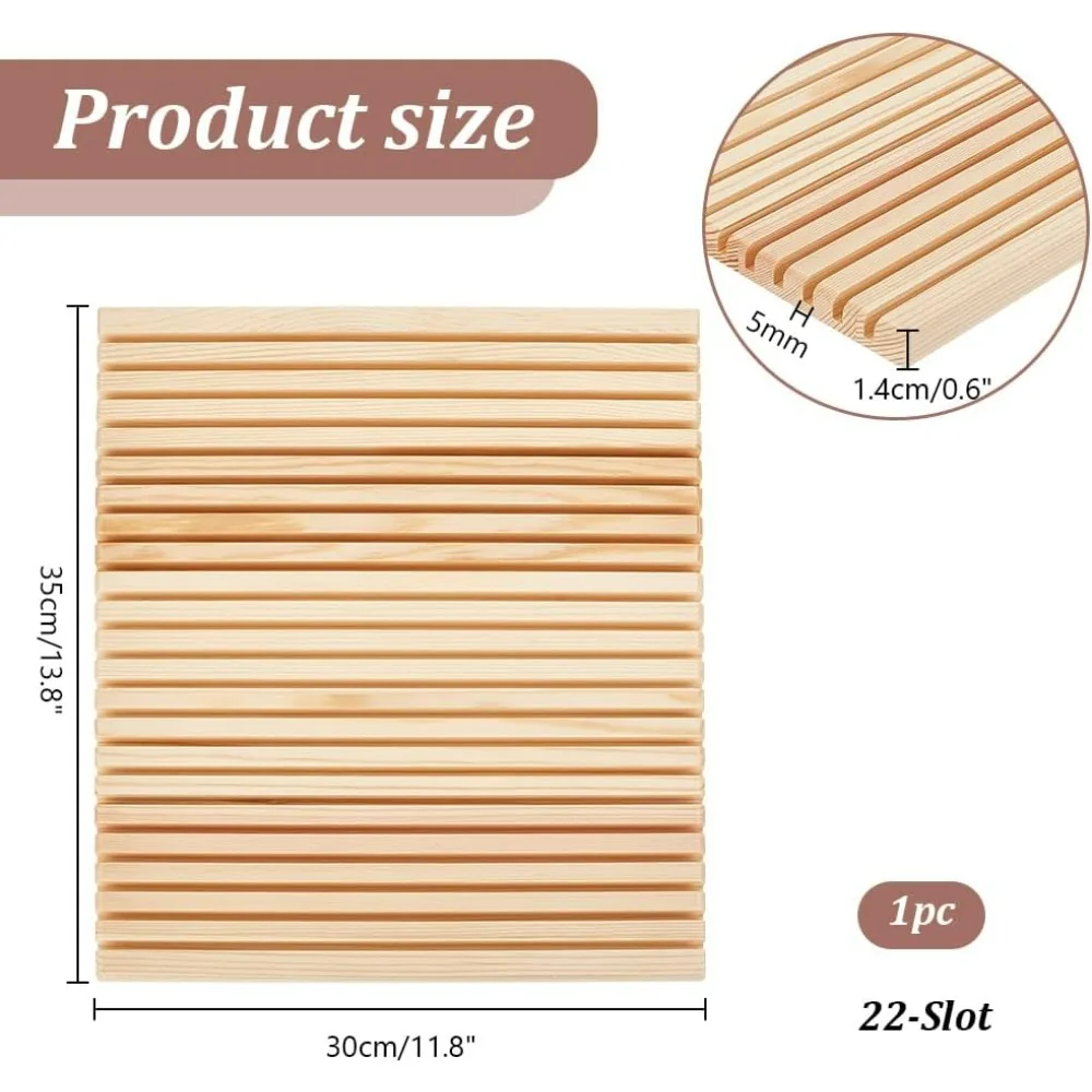 22-Slot Quilters Ruler Holder 13.7 x 11.8 inch Large Ruler Rack Wooden Quilt Ruler Stand Template Organizer Wooden Slats