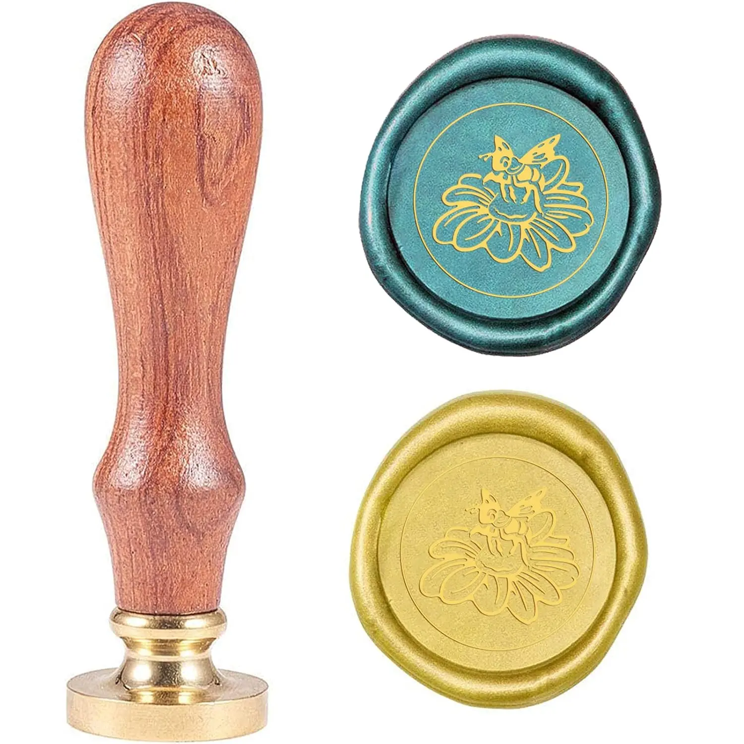 

1PC 25mm Wax Seal Stamp Daisy Bee Sealing Wax Stamp with Wooden Handle Vintage Retro Removable Sealing Stamp for Wedding