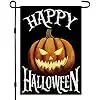 Happy Halloween Garden Flag 12 x 18 Inch Burlap Vertical Double Sided, Scary Pumpkin Welcome Holiday Front Yard Sign Porch O llz