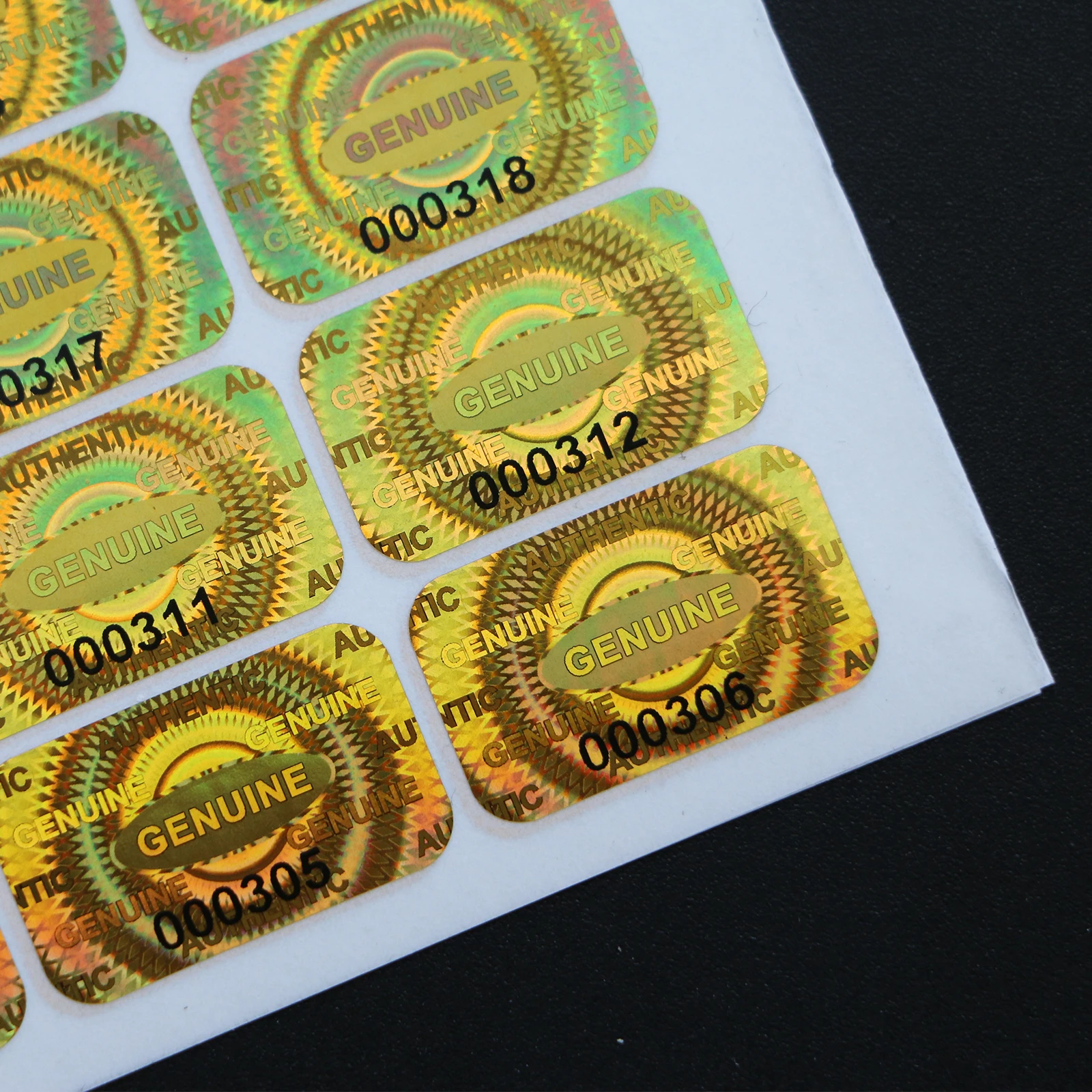 Gold Holographic Tamper Proof Stickers Warranty Void Laser Label Security Seal with Serial Number 2.5x1.5cm Adhesive labels