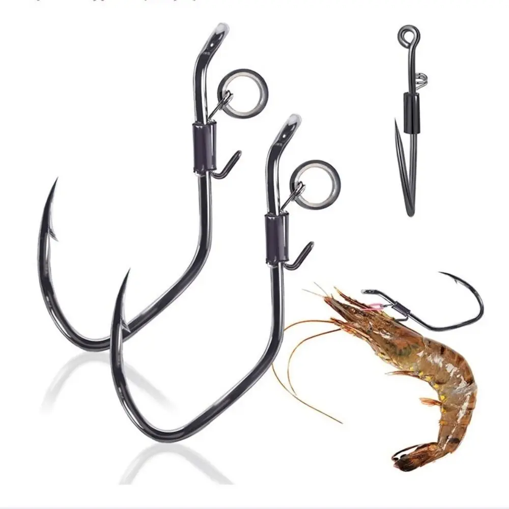 10 قطعة Pickerel لايف الروبيان الطعم السنانير أحمق الاعشاب دودة لينة دودة هوكسبيل هوك واحد واسعة الفجوة عالية الكربون الصلب صيد السمك #4