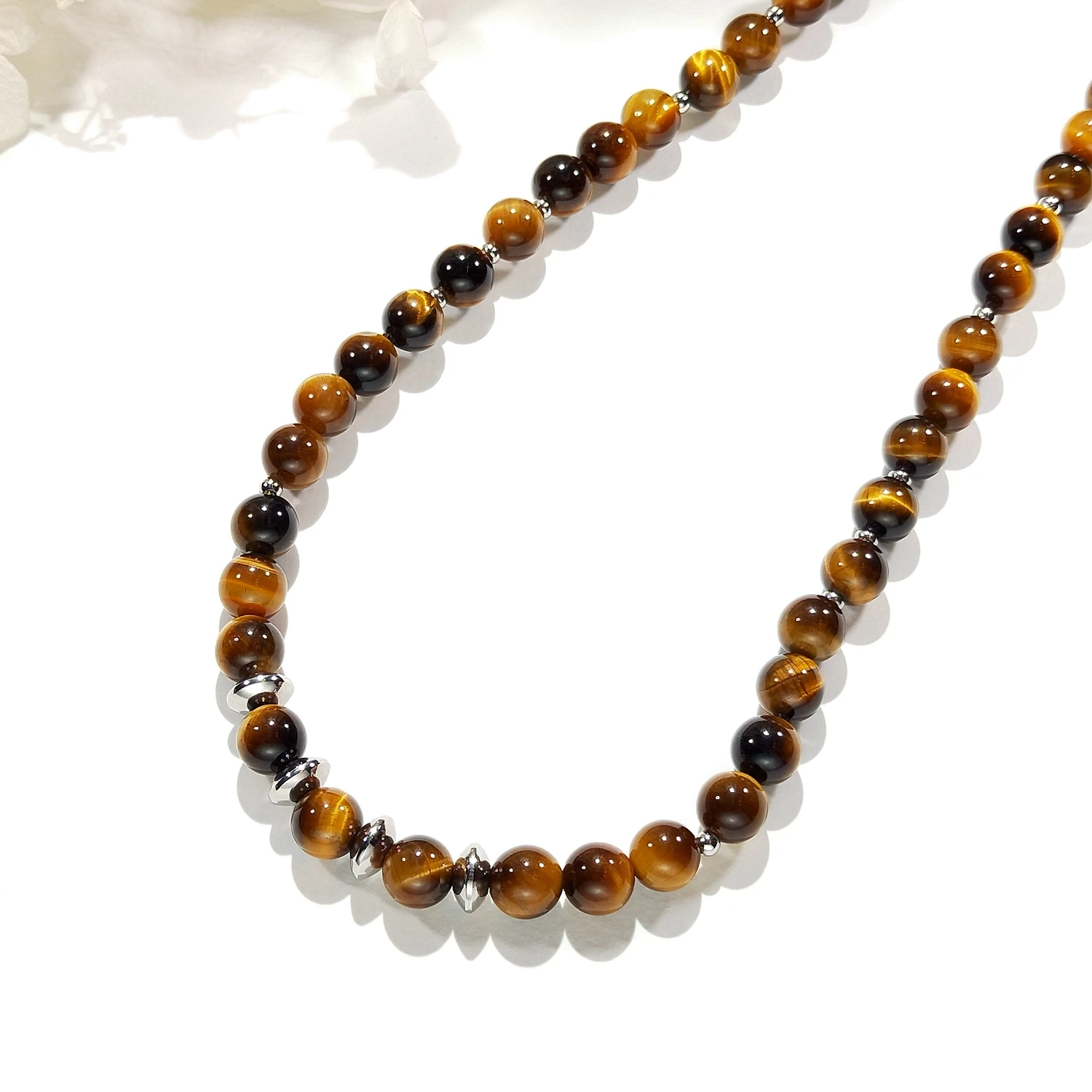 Lii Ji Tiger Eye's Natural Stone 6mm/8mm Necklace For Men's Necklaces