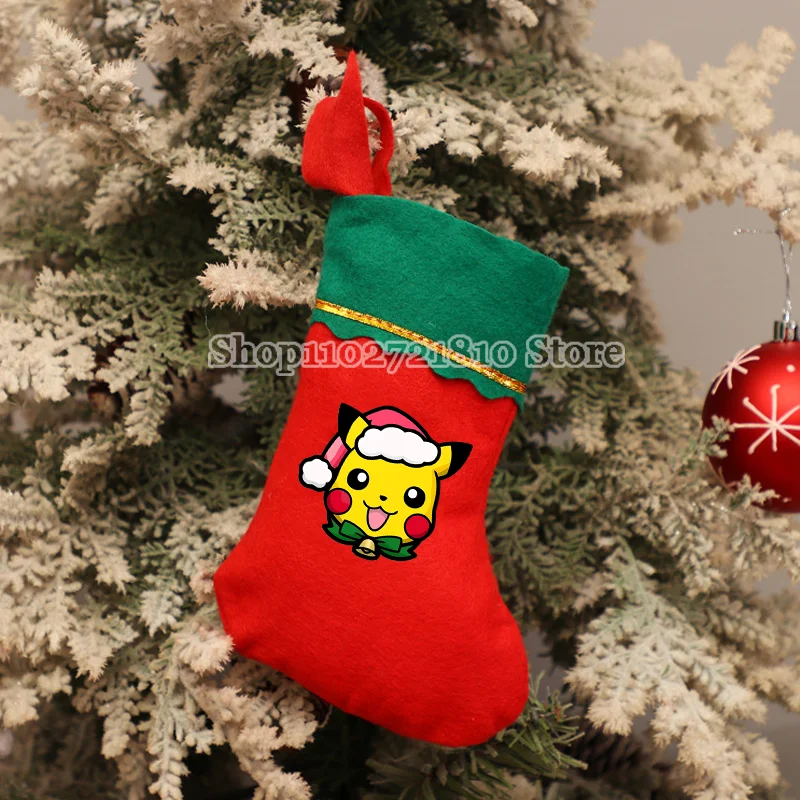 Pokemon Christmas Socks Cartoon Anime Cute Pikachu Psyduck Gengar Sock Boys Girls Candy Storage Bag Home Decorations Kids Gift