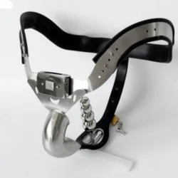 Male Stainless Steel Adjustable Curved Chastity Belt/ T-type with Anal Plug Full Closed Cage Lockable Penis Restraint Sex Toys