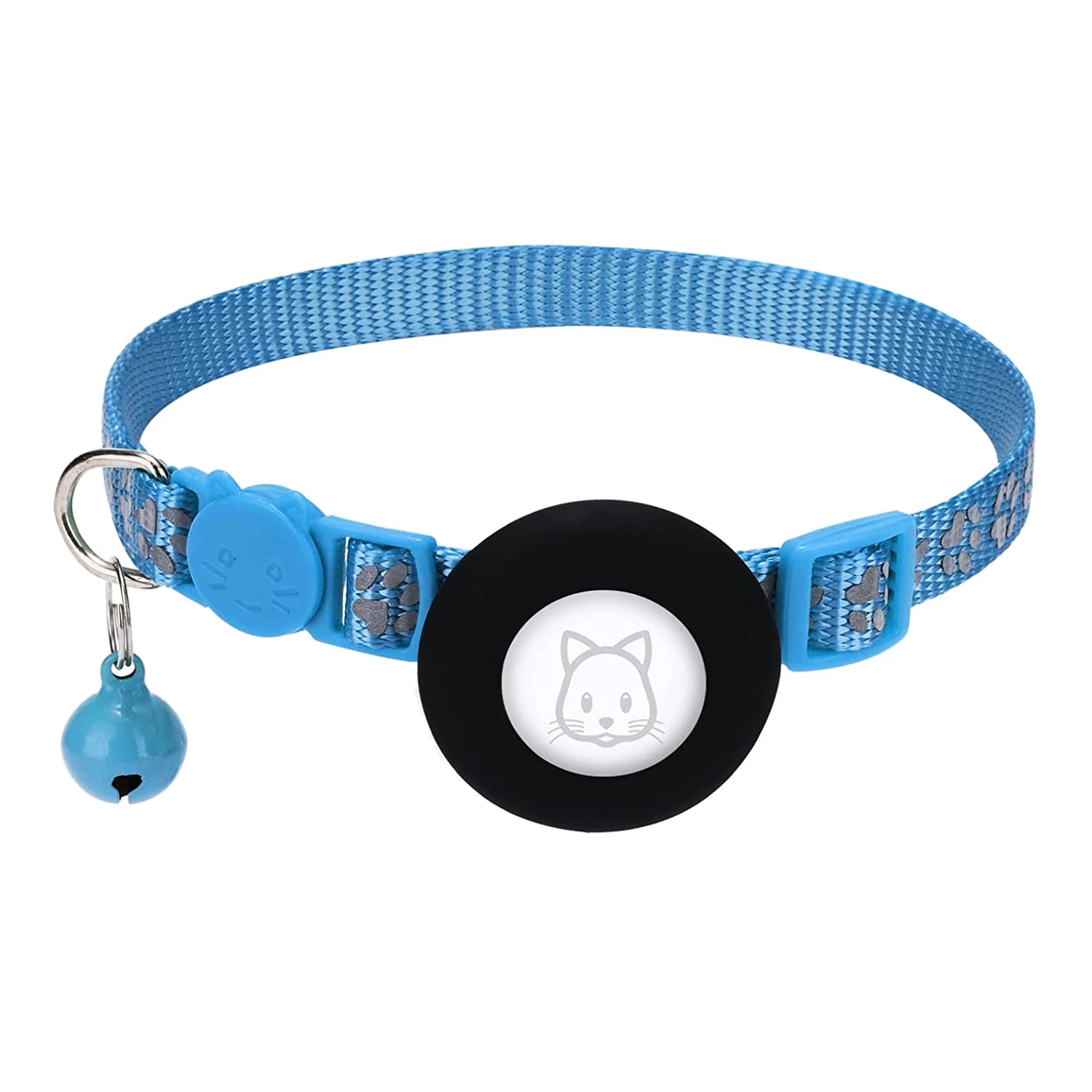 Cat Collar, for Apple Air Tag Cat Collar with Safety Buckle and Bell, Reflective Cat Collar in 3/8Inch Width Blue