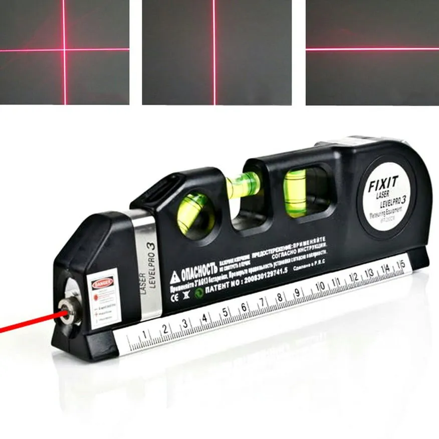 Home Multi-function High Precise Laser Leveling Instrument Steel Ruler Straight Line Laser Level Aligner Vertical Measure Tape