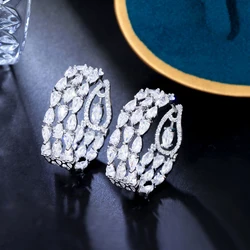 ThreeGraces Brilliant Cubic Zirconia Silver Color Elegant Circle Round Hoop Earrings for Women New Fashion Party Jewelry E1057