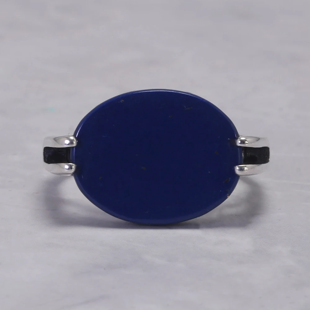 Real Pure 925 Sterling Silver Turkish Ring for Men and Women Prong Setting Black Agate Lapis Lazuli Malachite Jewelry