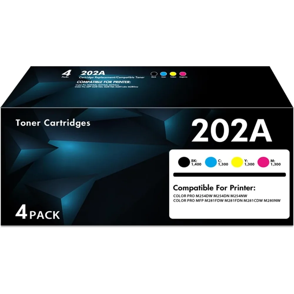 202A 202X Toner Cartridges 4-Pack Compatible for CF500X CF500A CF501A CF502A CF503A for Color Pro MFP M281cdw M254dw