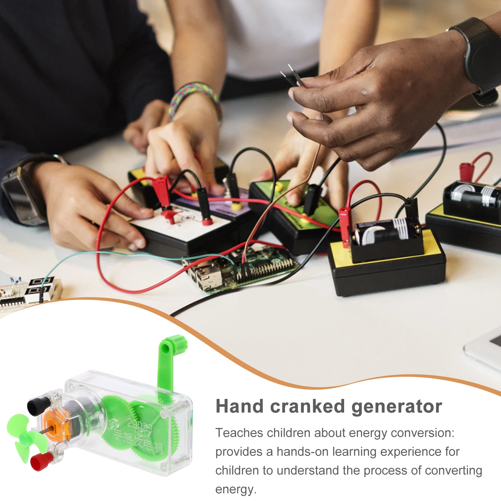 

H Crank Generator Portable DIY Science Kit Kids Educational Physics Experiment Tool detachable h held teaching model generator