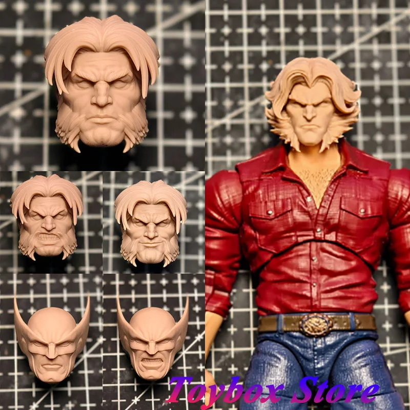 1/12 Anime Wolverine Unpainted Head Sculpt Marvel Mutant Man Super Hero White Model Toys Accessory For 6