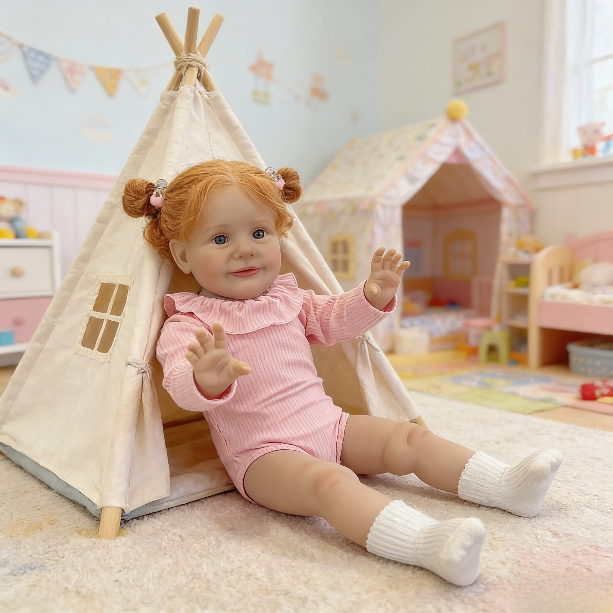 

26Inch 66cm Reborn Toddler Girl Zoe Rooted Hair Cotton Body Hand Painted Lifelike High Quality Reborn Baby Doll for Girls Gift