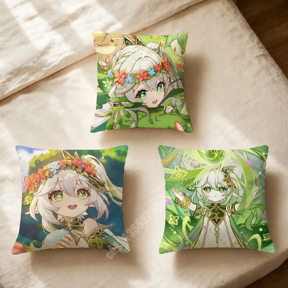 Nahida Genshin Impact Dendro Archon Pillow Cover Sofa Couch Cushion Case Creative Workspace Accent Home Decor