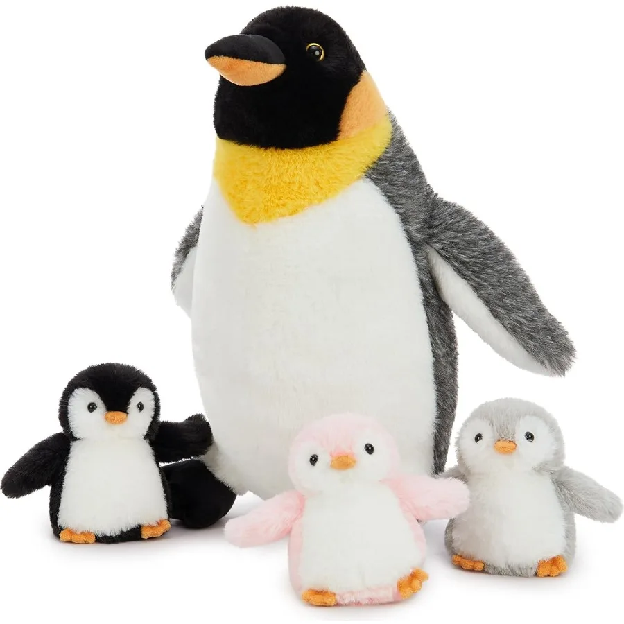 

4 Pcs Penguin Plush Set Mom Penguin Stuffed Animal with 3 Stuffed Wind Up Penguin Babies Toy in Mother Penguin's Belly Christma